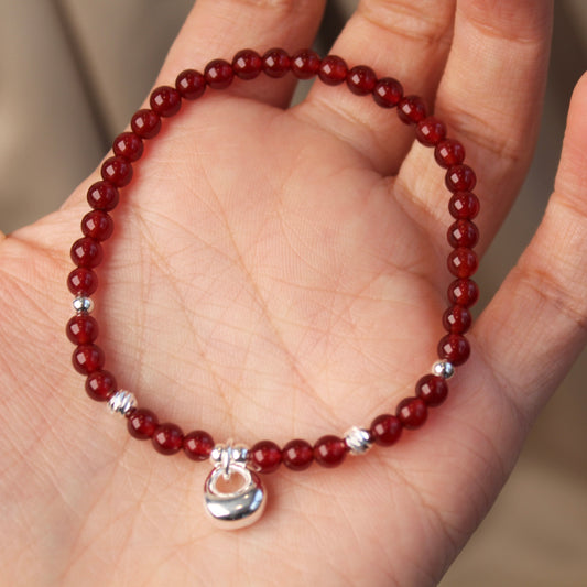 小银坨 Red Agate Silver Bracelet