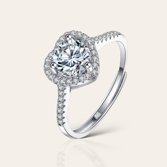 Sparkling Heart 1 Carat Moissanite Gemstone Ring