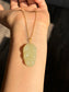 Engraved Leaf Natural Jade Pendant Necklace