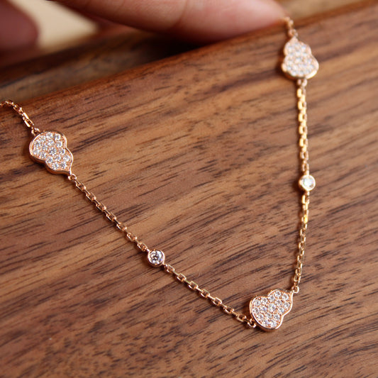 14K Solid Rose Gold Blessing Hulu Bracelet