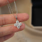 14K Solid White Gold Sparkling Clover Pendant