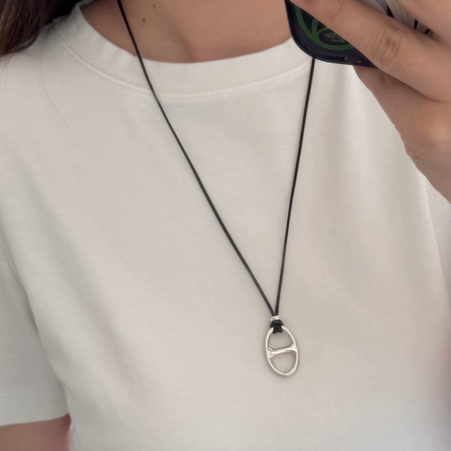 Oval Link Silver Necklace 猪鼻子T恤链