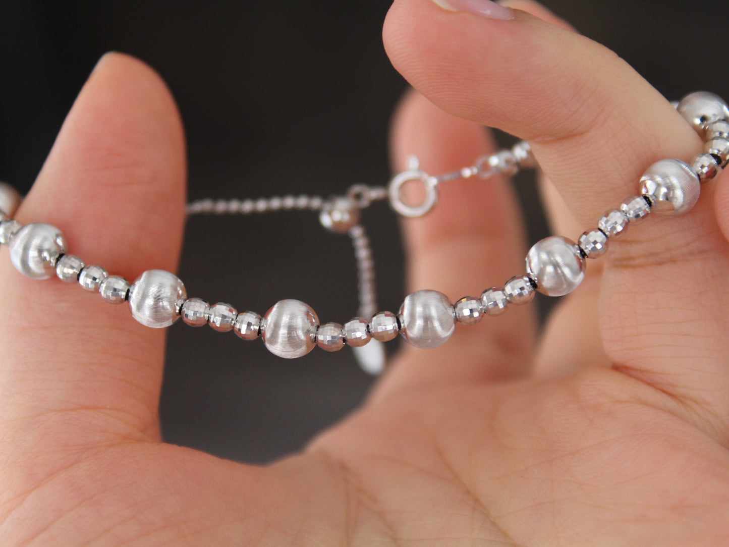 猫眼球Disco Beads Silver Bracelet