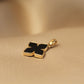 14K Solid Gold Black Onyx Clover Pendant