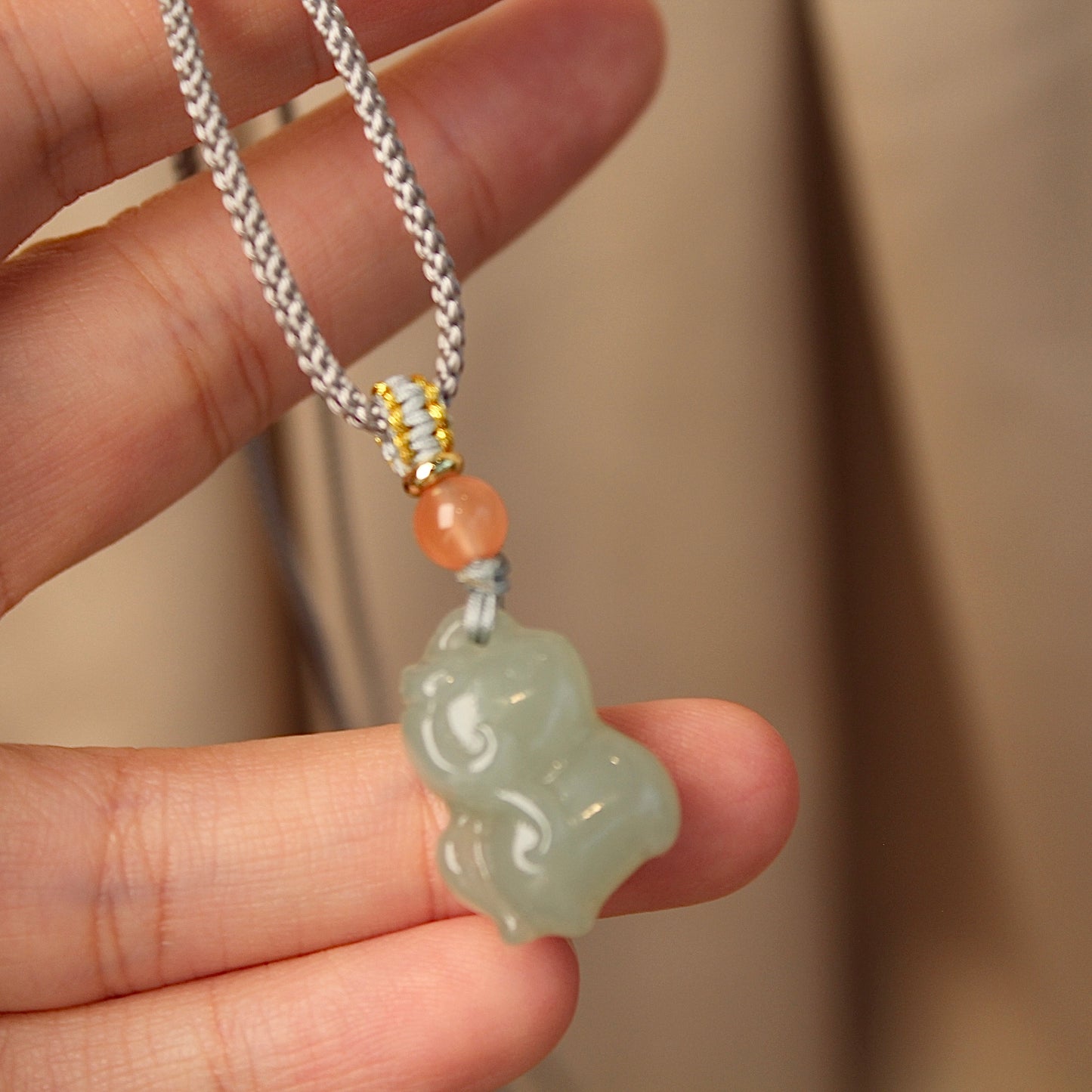 小马 Cute Pony Natural Jade Long Necklace