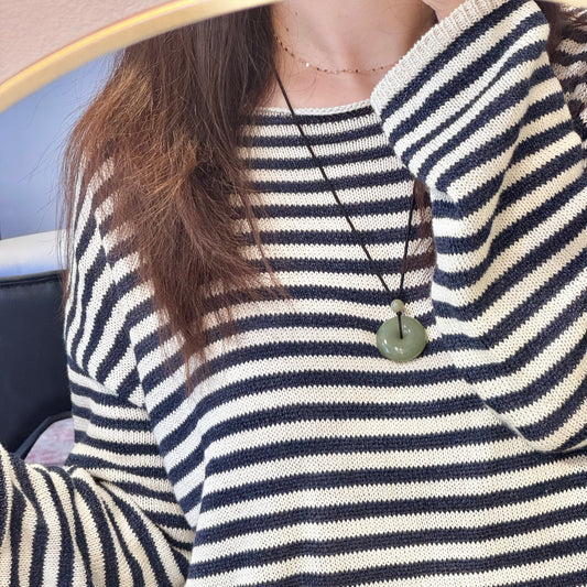 Natural Jade Peace Buckle Long Necklace