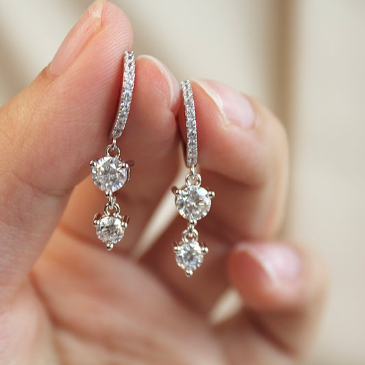 Double Stone Moissanite Drop Earrings