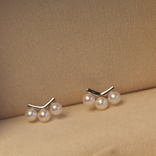 14K Solid White Gold Natural Pearl Earrings