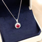 Lab-Grown Ruby Sunflower Necklace