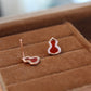 14K Solid Rose Gold Red Agate Hulu Earrings