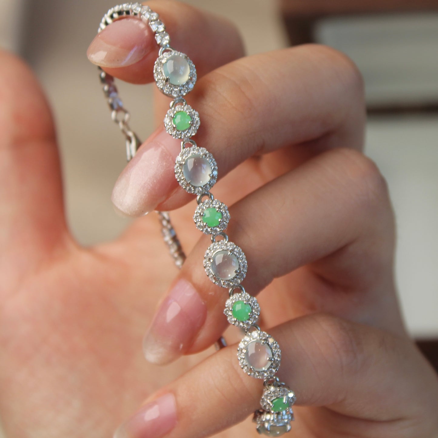 Sparkling Two-Tone Natural Jadeite Bracelet