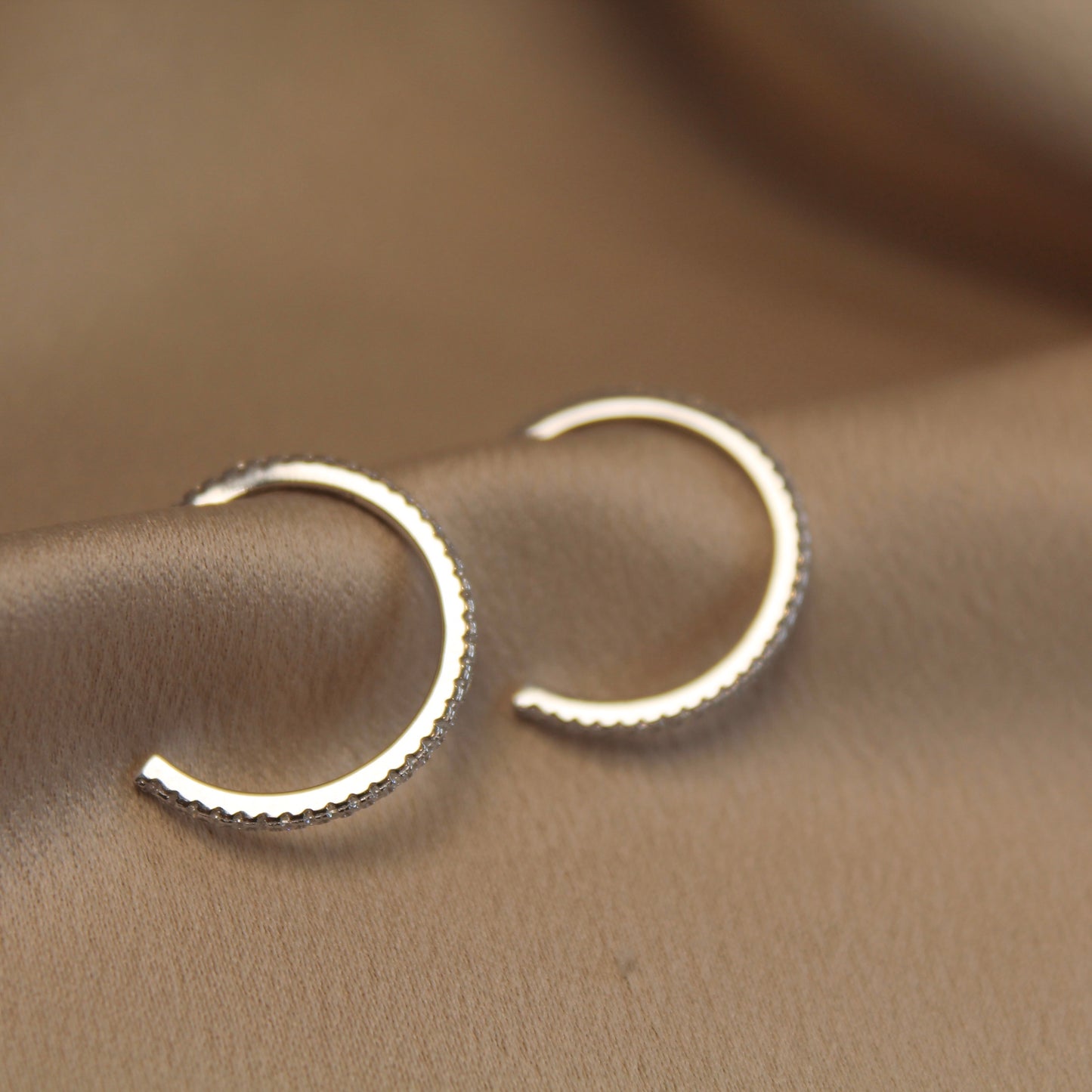Classic C-Shape Moissanite Hoop Earrings,19mm