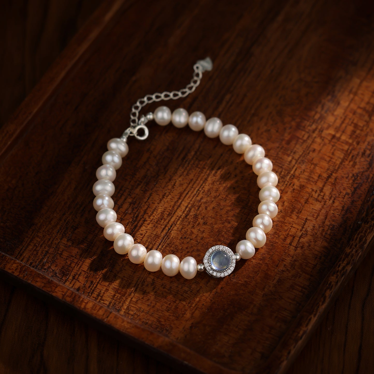 Aquamarine High-Quality Natural Pearl Bracelet