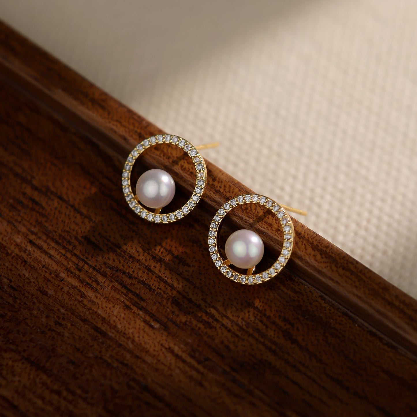 Circle Pearl Stud Earrings