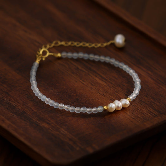 Super Fine Aquamarine Beads Pearl Bracelet
