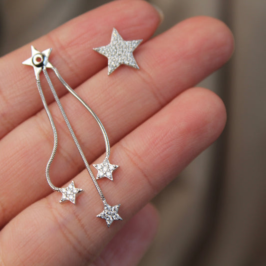 Shiny Star Moissanite Drop Earrings后挂式