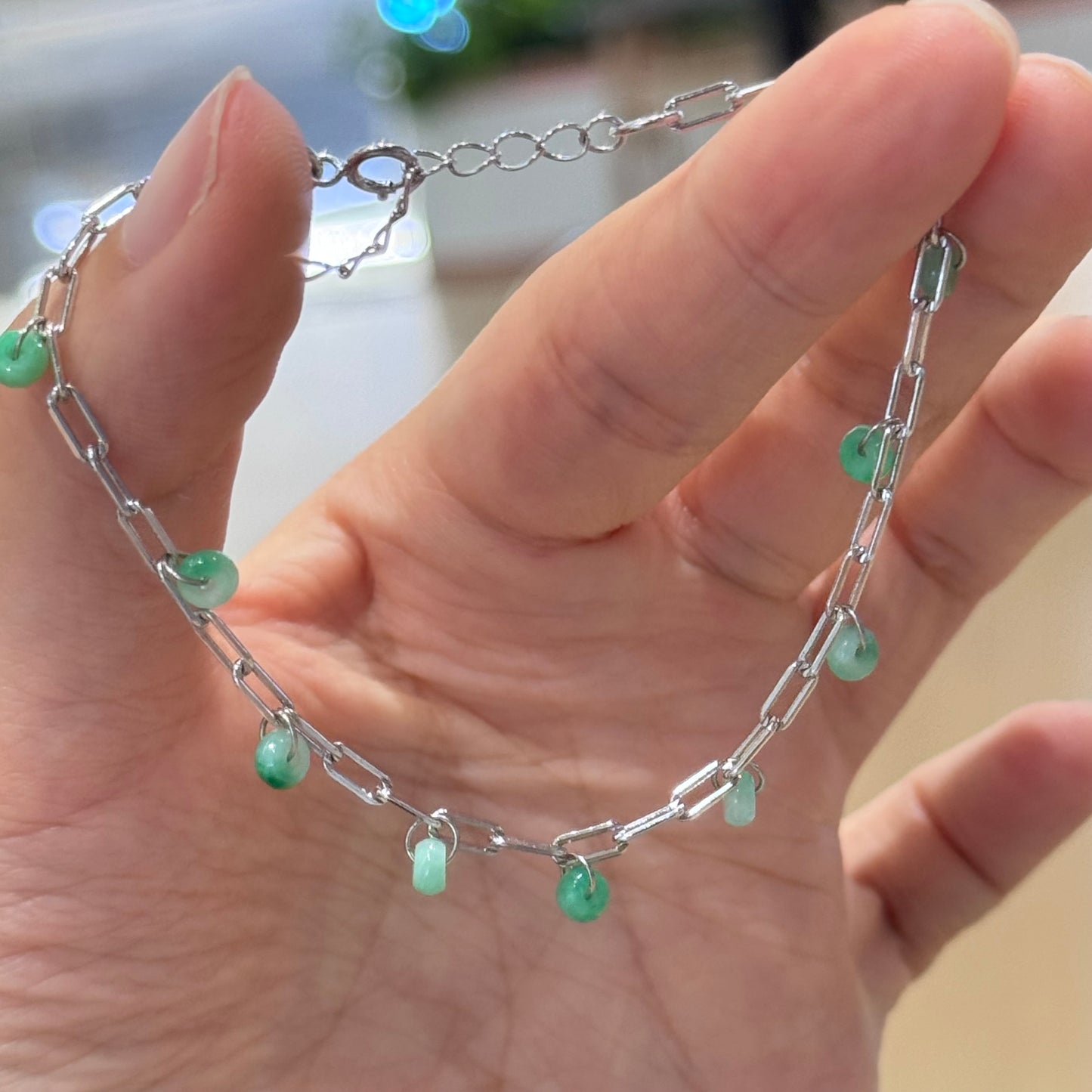 Natural Green Jadeite Cute Bracelet
