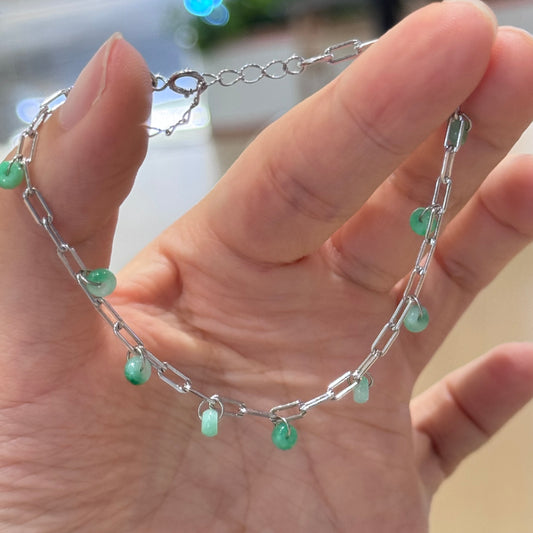 Natural Green Jadeite Cute Bracelet
