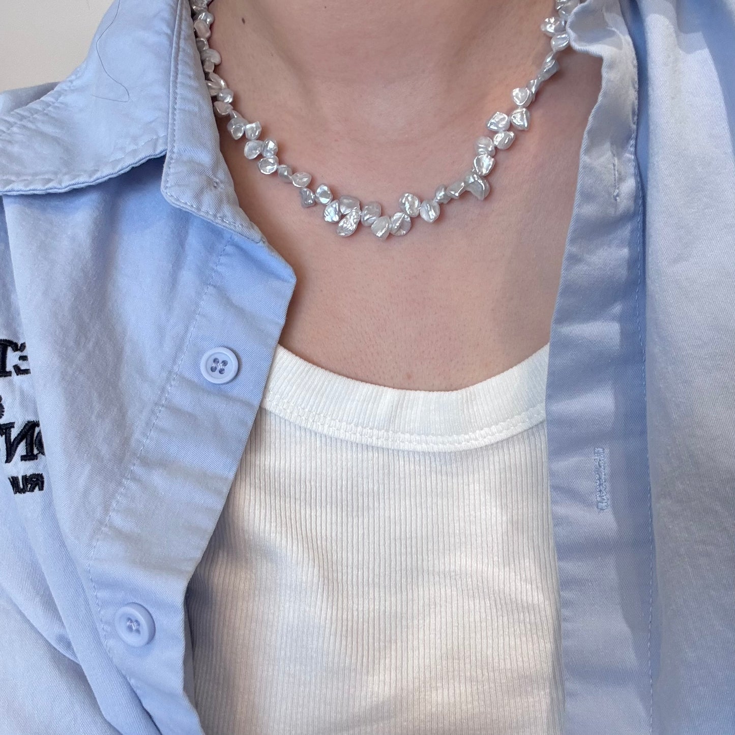 Floral-Shape Natural Freshwater Pearl Necklace
