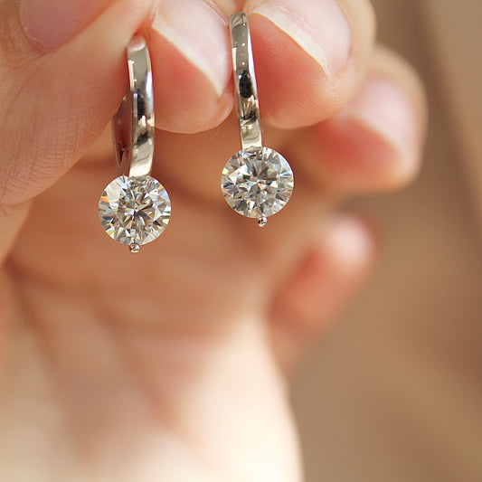 Floating Moissanite Hoop Earrings, 1 Carat