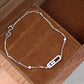 14K Solid White Gold Dancing Stones Bracelet