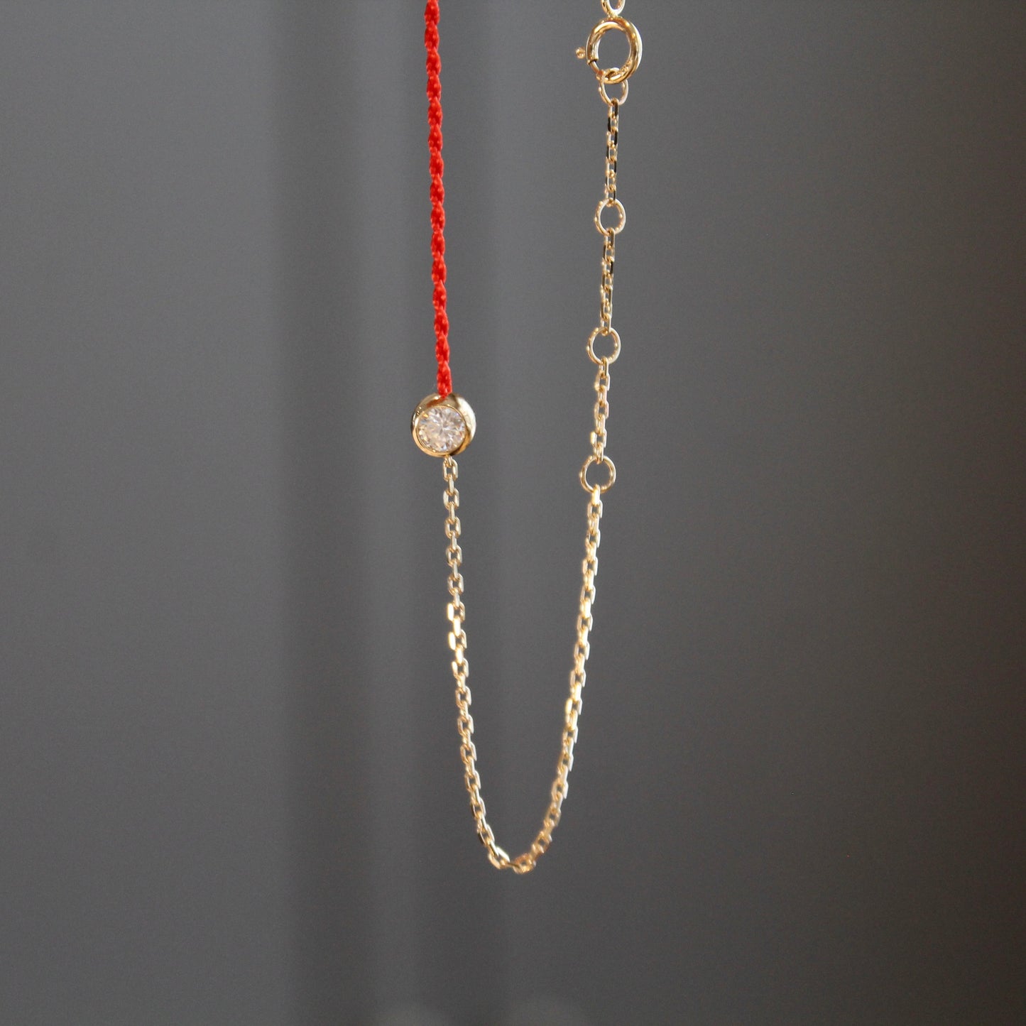 14K Solid Yellow Gold Bubble Red Bracelet