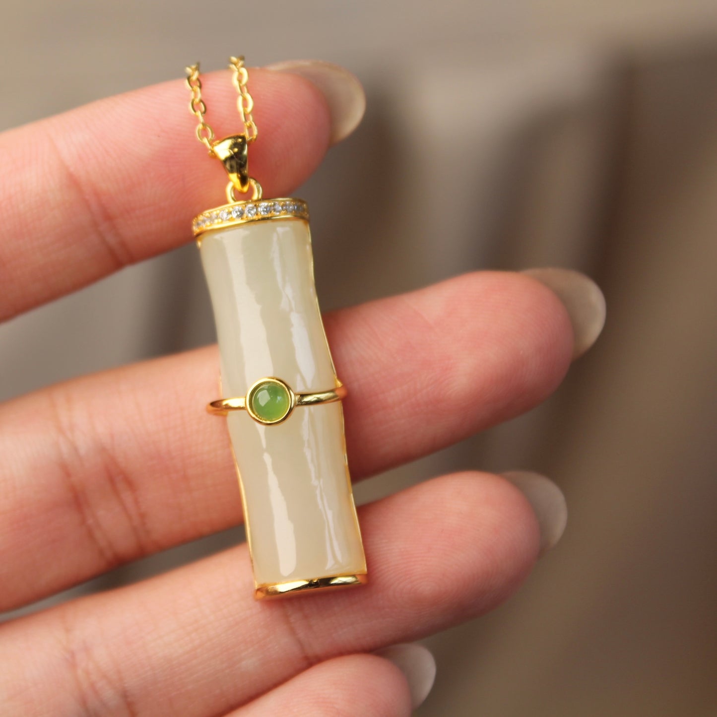 Bamboo Joint Natural Jade Necklace