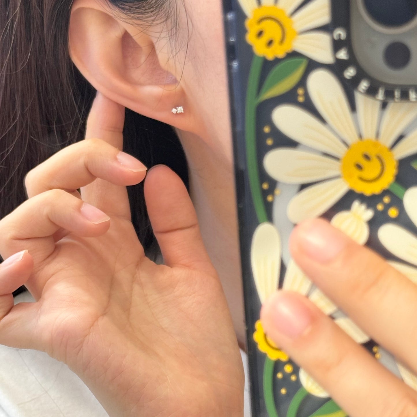 Mini Double Stone Moissanite Earrings