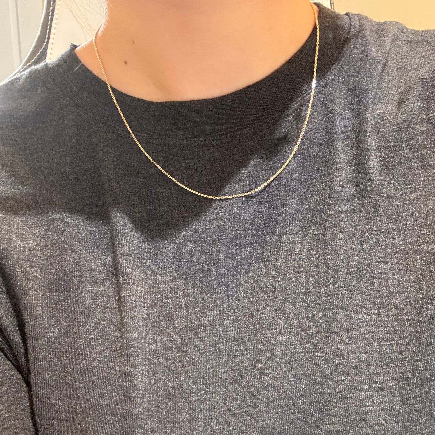 14K Solid Gold Plain Chain Necklace