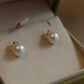 14K Solid Gold Crown Natural Pearl Earrings