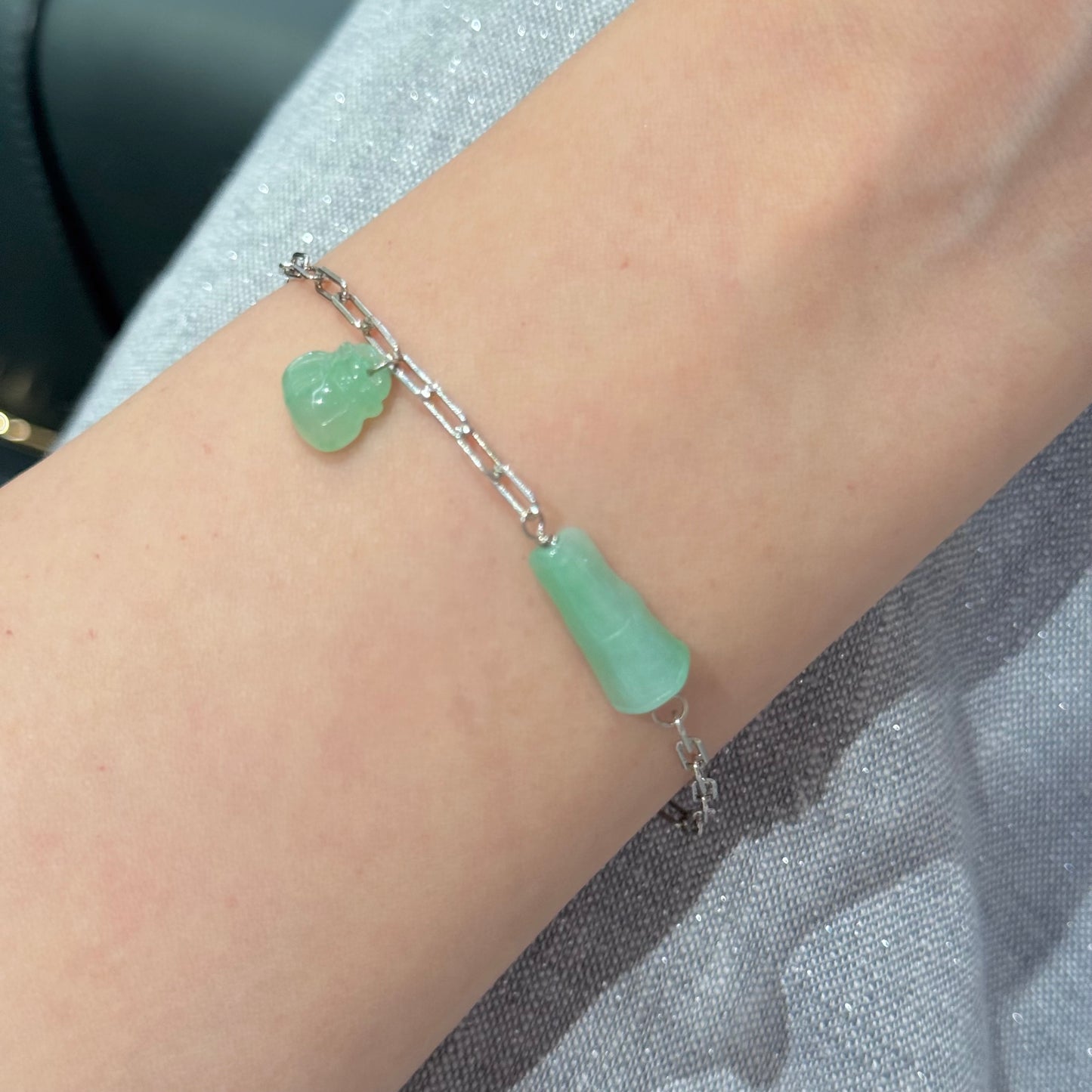 Lucky Pocket Natural Green Jadeite Bracelet