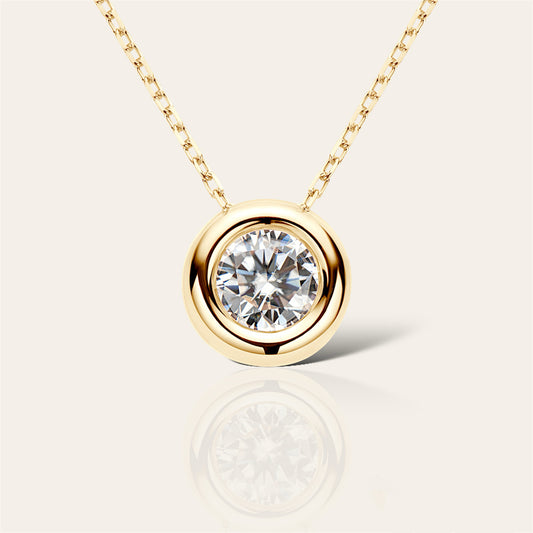 Bubble Moissanite Stone Necklace, 1ct Moissanite Sterling Silver Necklace