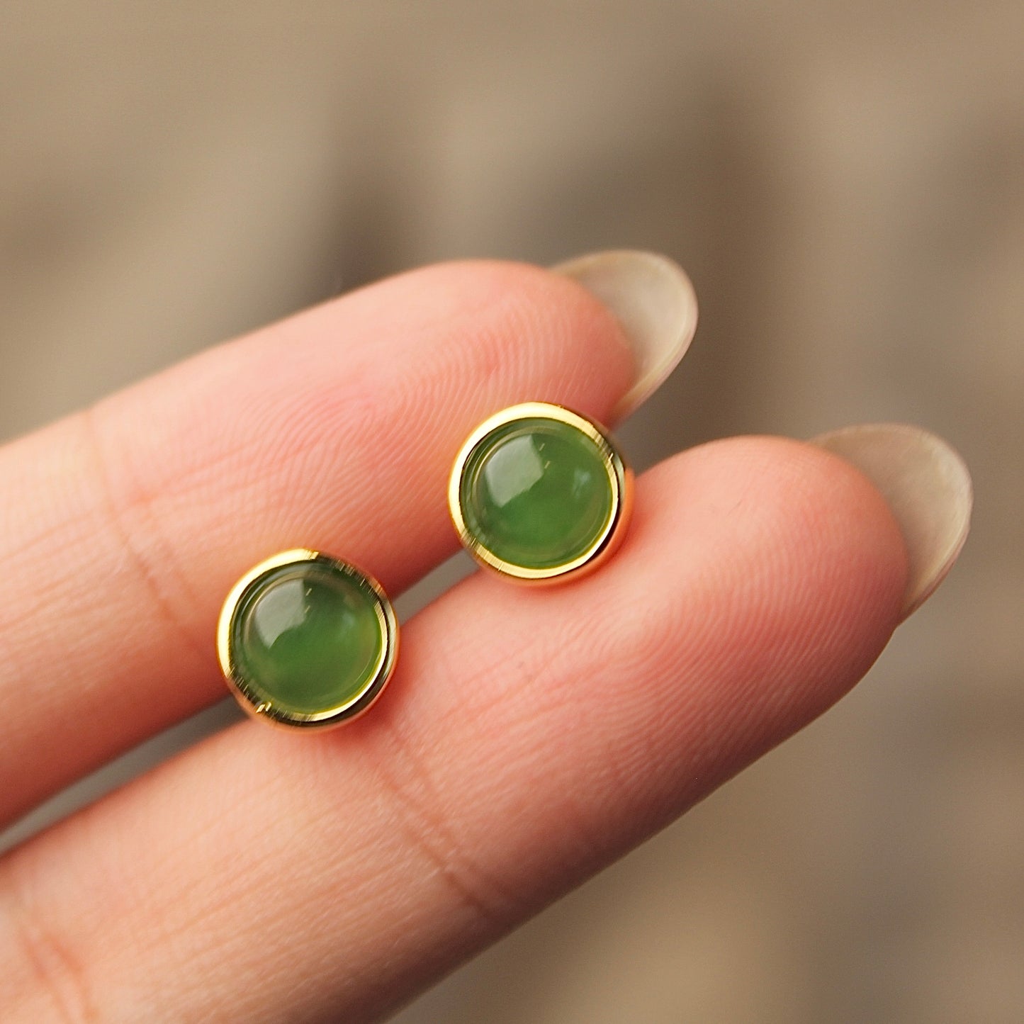 Small Natural Green Jade Earrings