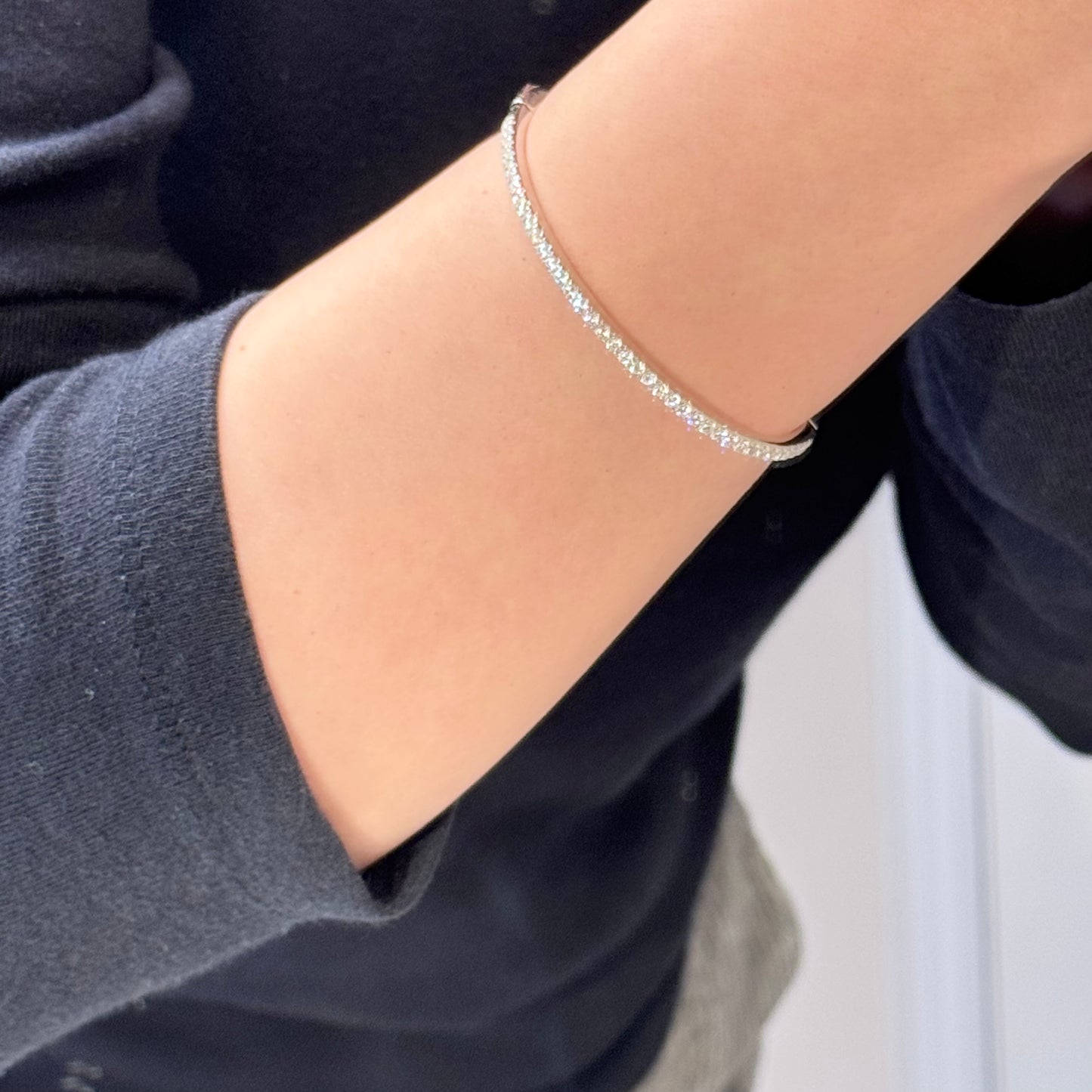 Classic Sparkling Oval Bangle Bracelet