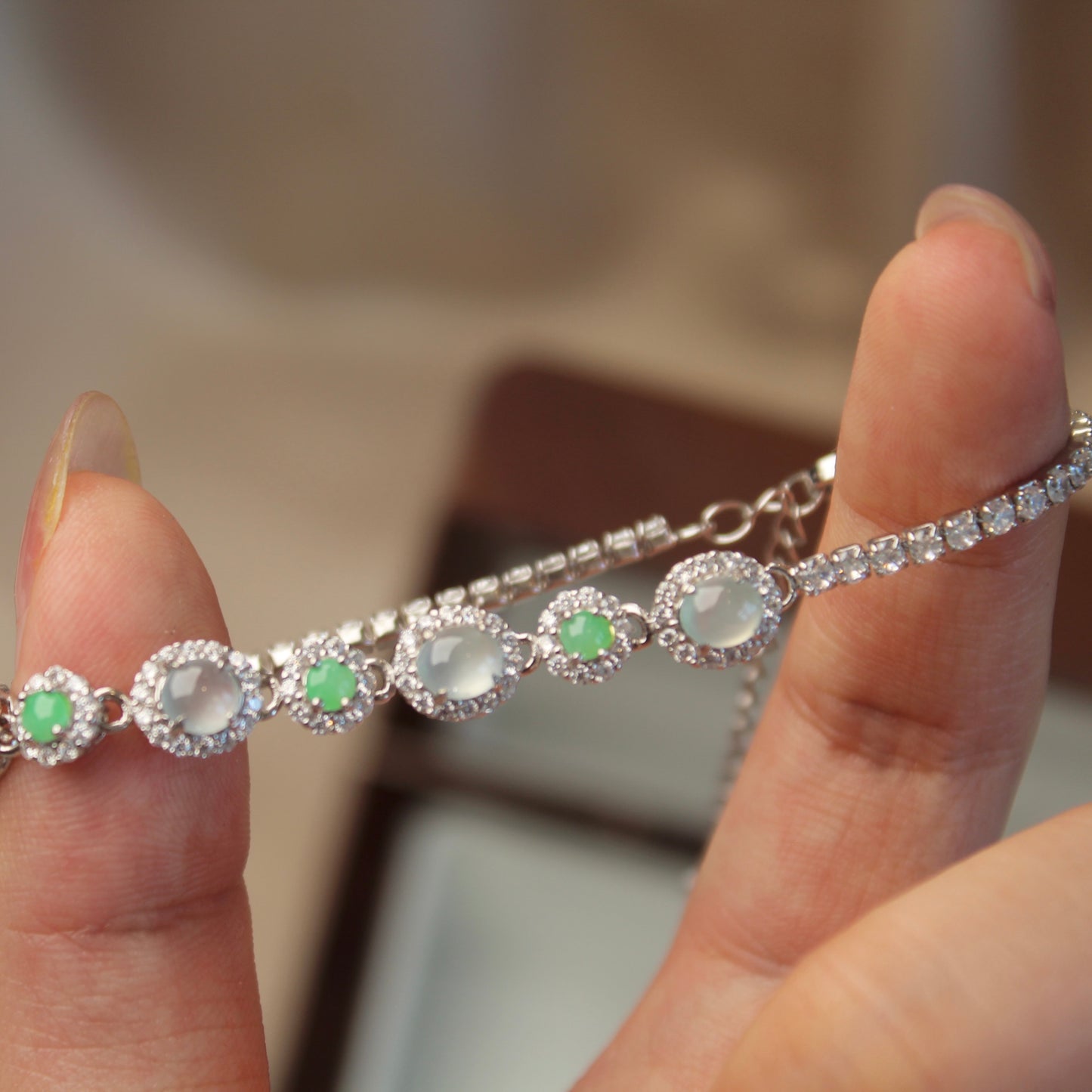 Sparkling Two-Tone Natural Jadeite Bracelet