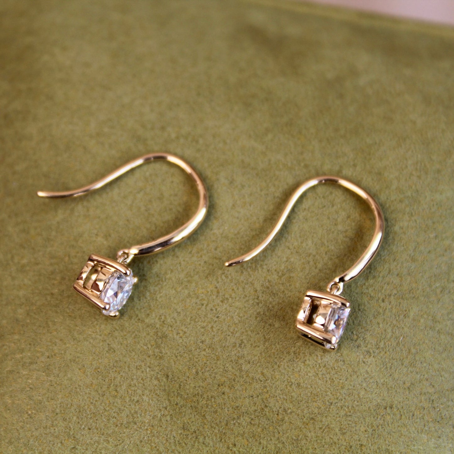14K Solid Gold Sparkling Drop Earrings, 0.5 carat