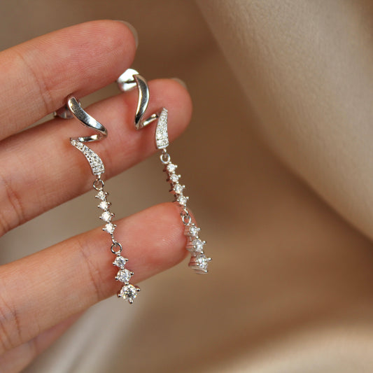 Wave Moissanite Drop Earrings