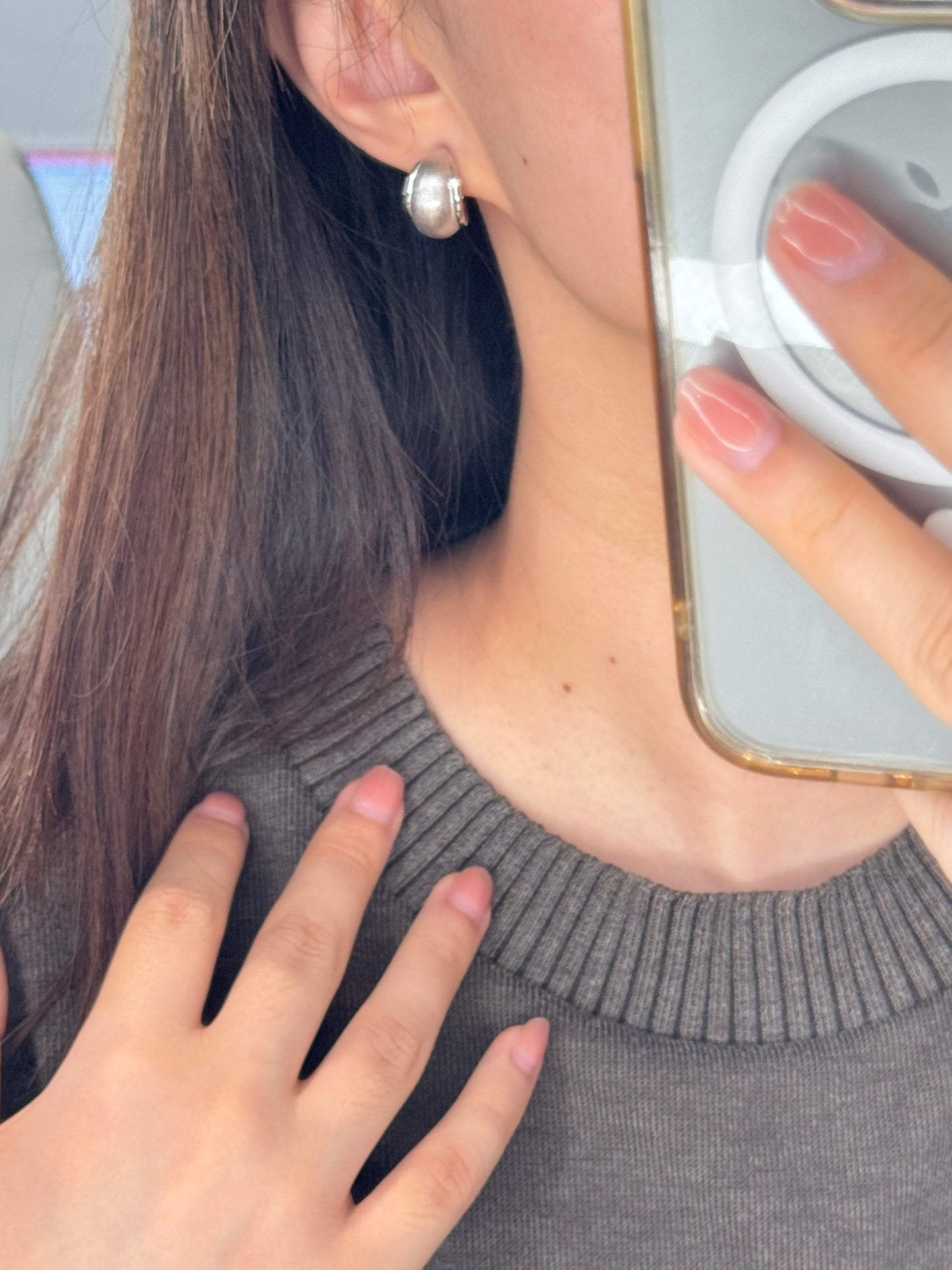 Matte Finish C-Shape Earrings