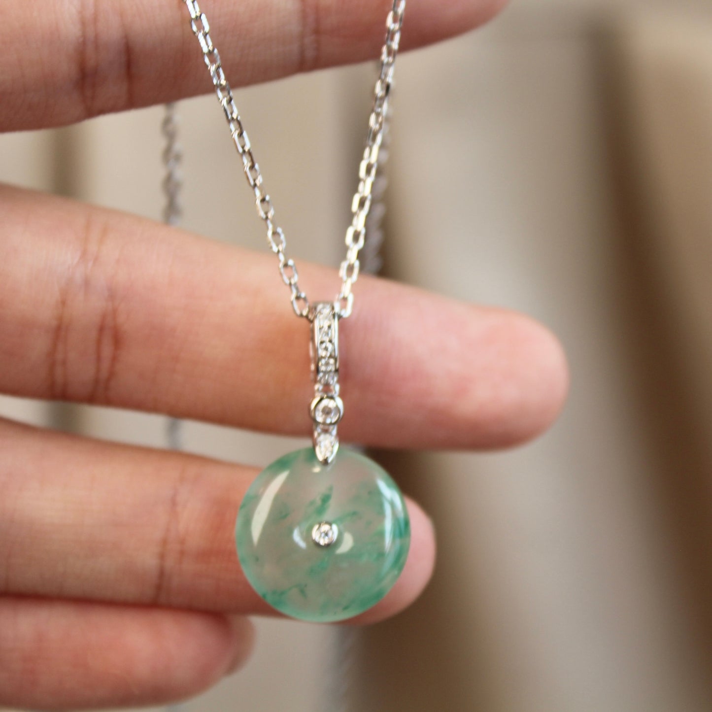 非洲翠平安扣African Aventurine Peace Buckle Necklace