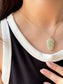 Engraved Leaf Natural Jade Pendant Necklace