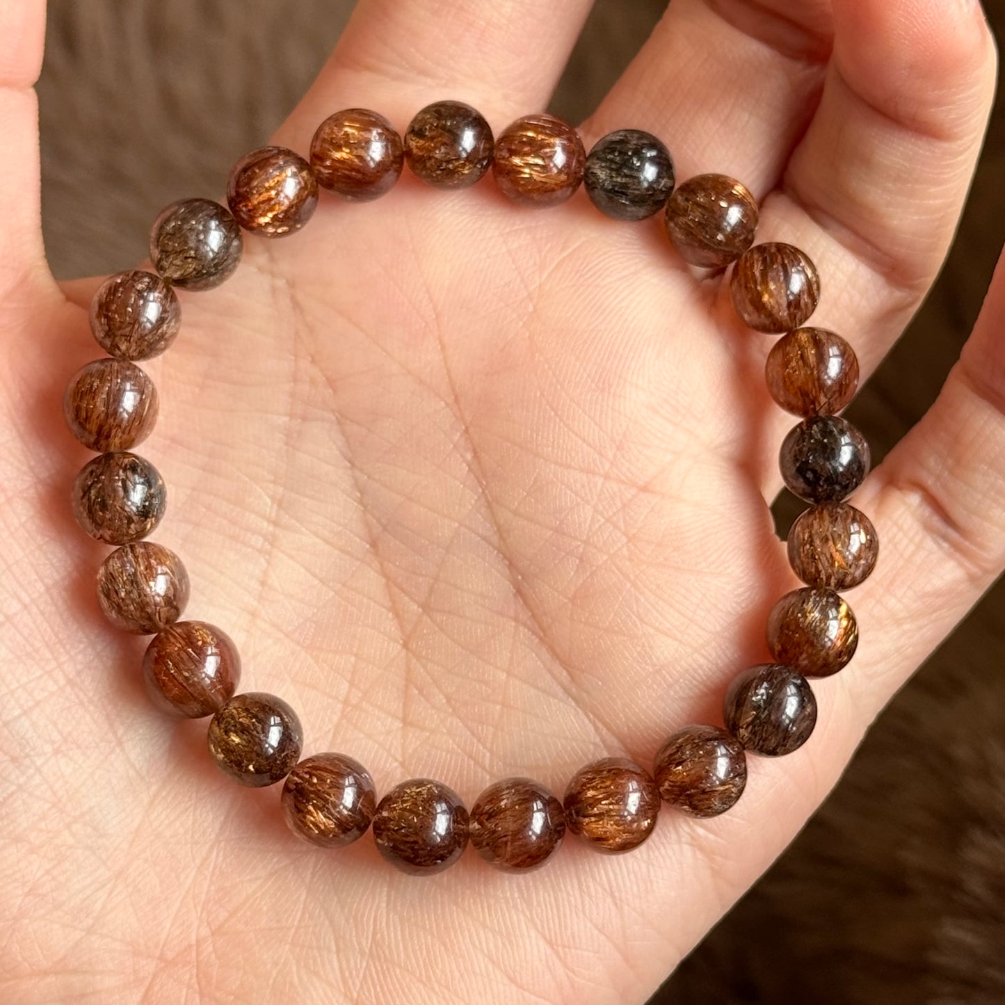 满色黑金发晶 (黑金超) Black Gold Rutilated Quartz Bracelet