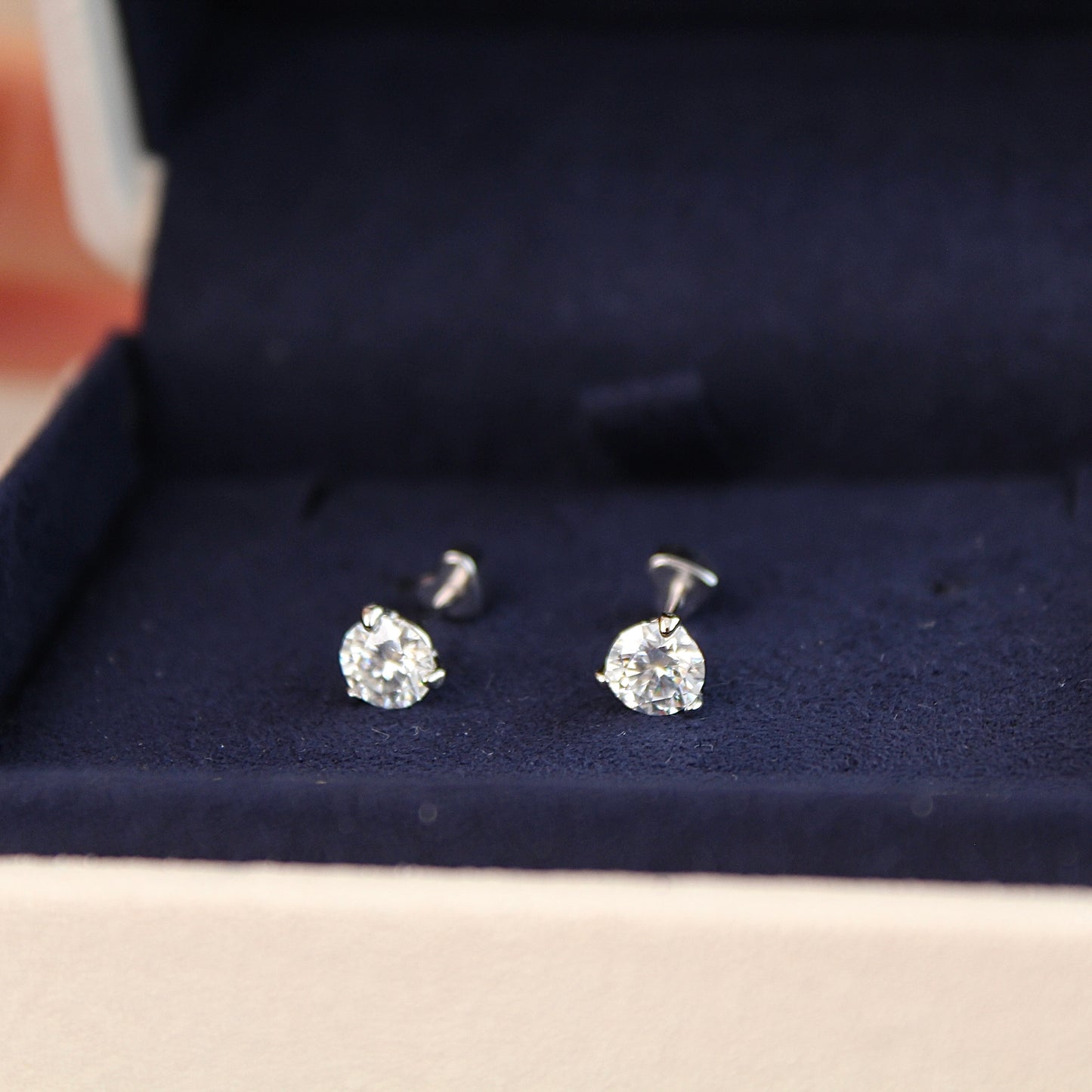 Classic Three-Claws Moissanite Earrings, 0.5 carat