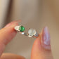 Double Natural Jadeite Adjustable Open Ring