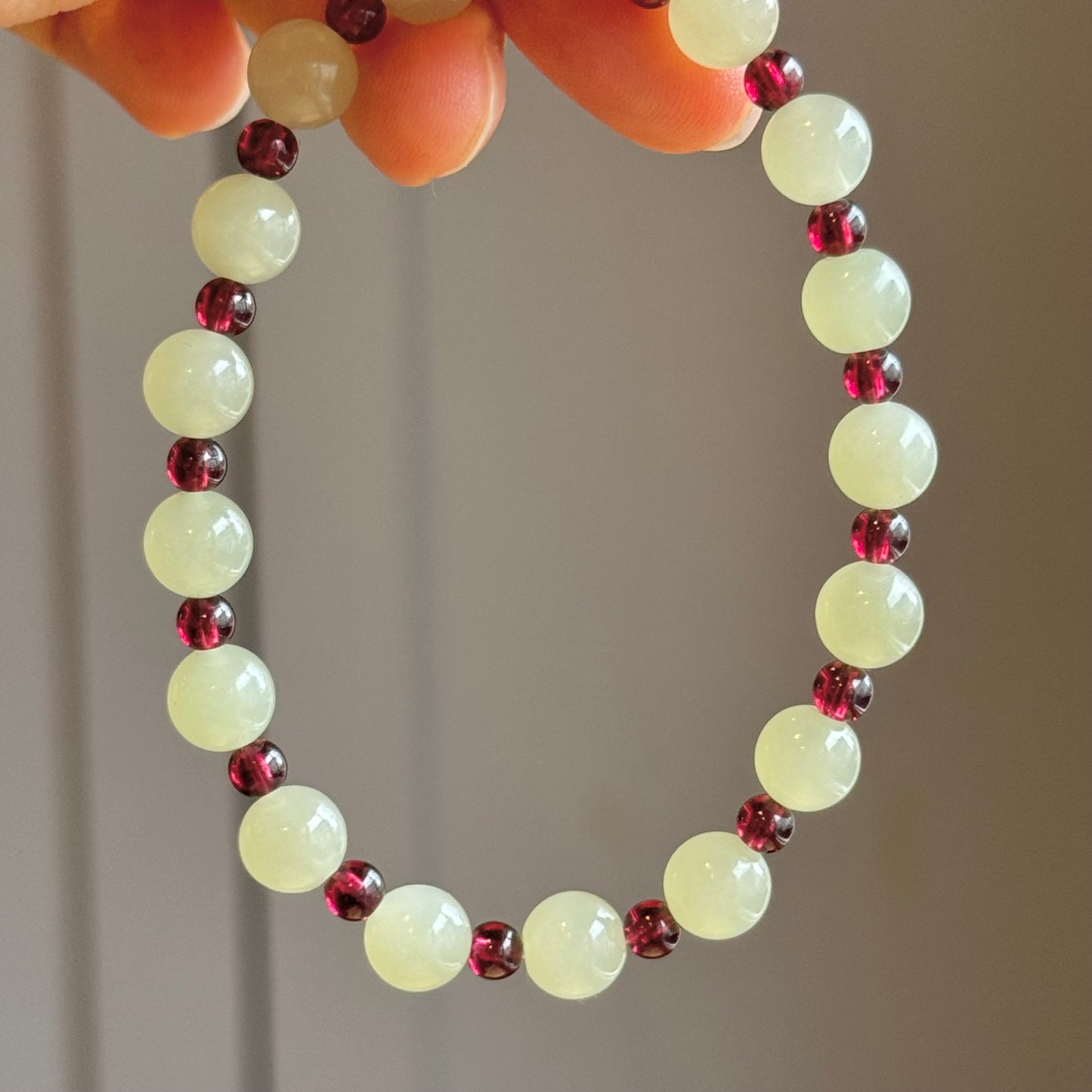 Natural Jade & Garnet Bracelet