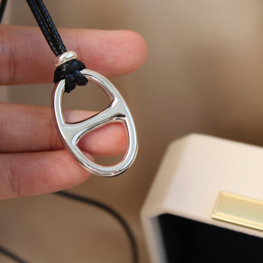 Oval Link Silver Necklace 猪鼻子T恤链