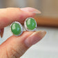 Oval Natural Green Jade Earrings