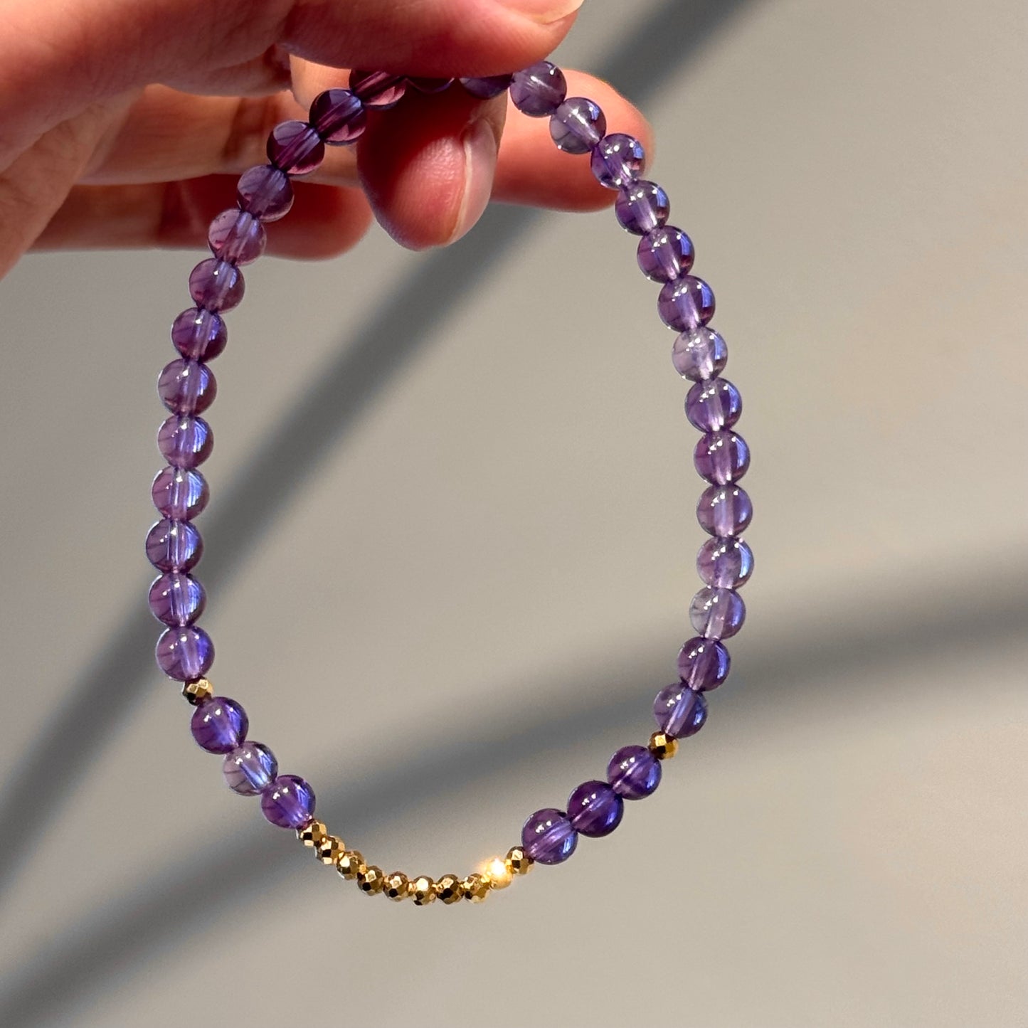 小碎金18K Solid Gold Natural Amethyst Bracelet