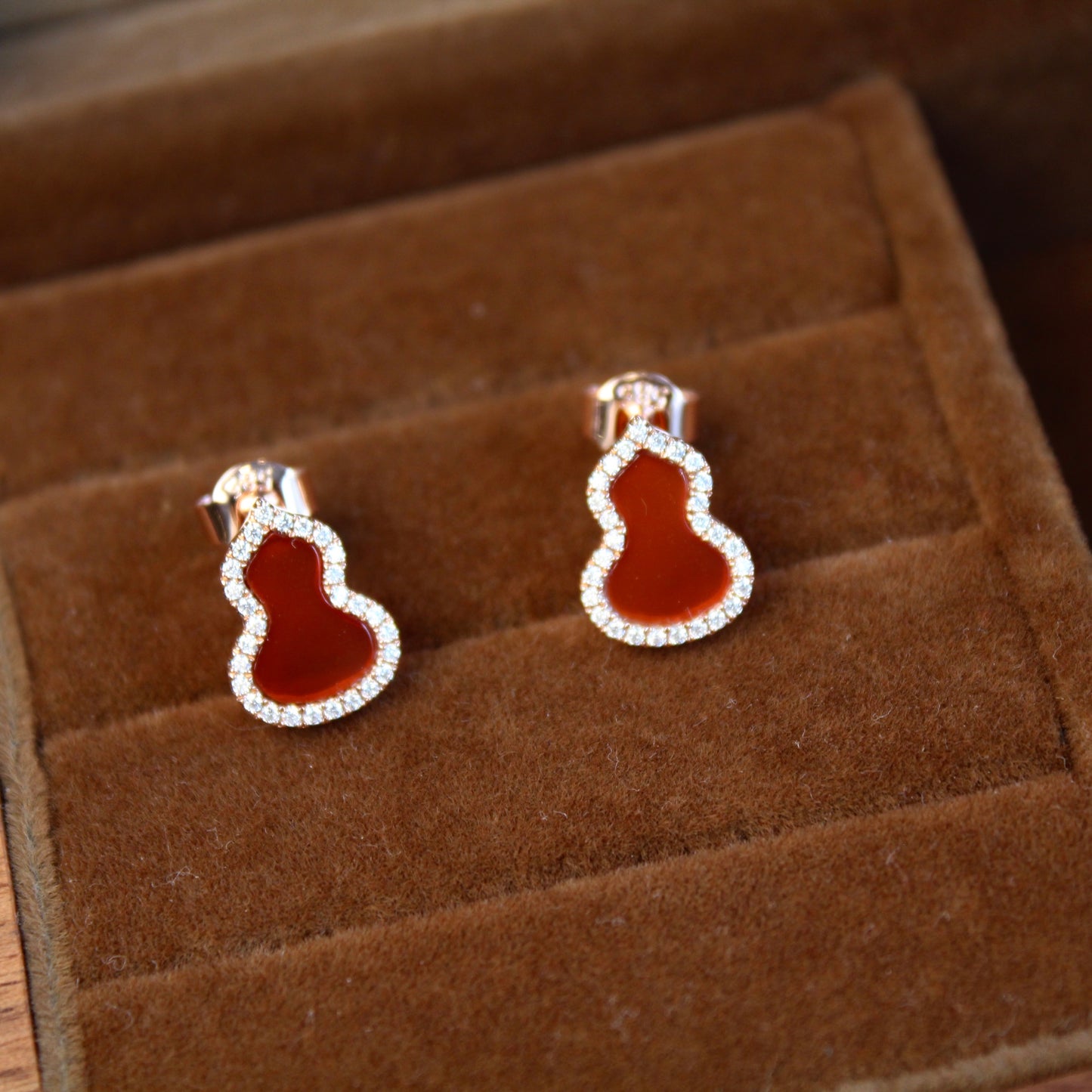 14K Solid Rose Gold Hulu Earrings, Medium Size