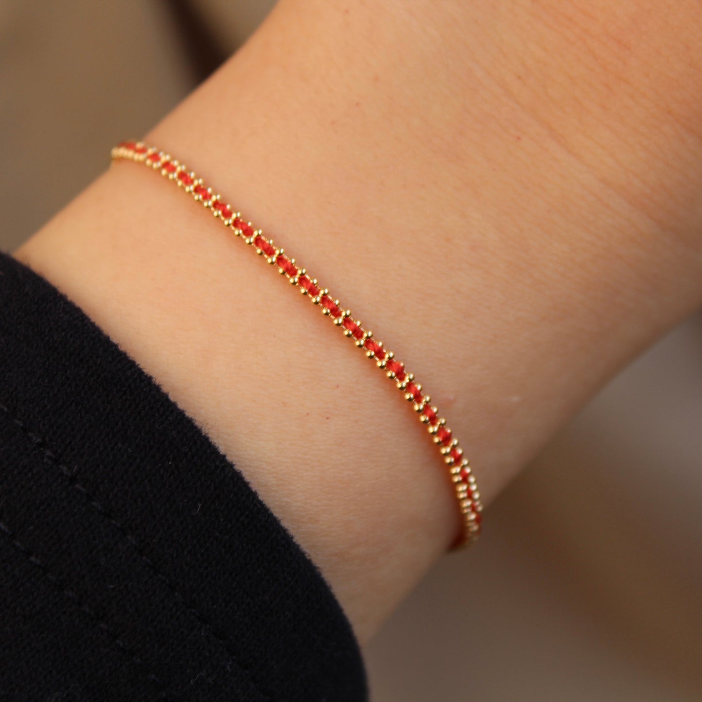18K Solid Gold Red Bracelet