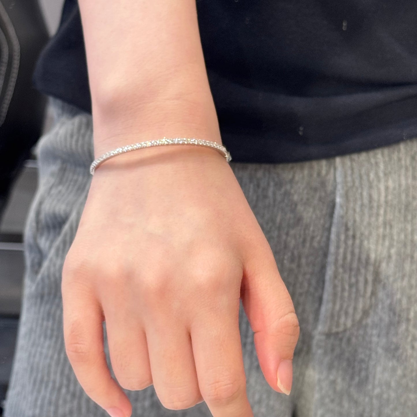 Classic Sparkling Oval Bangle Bracelet